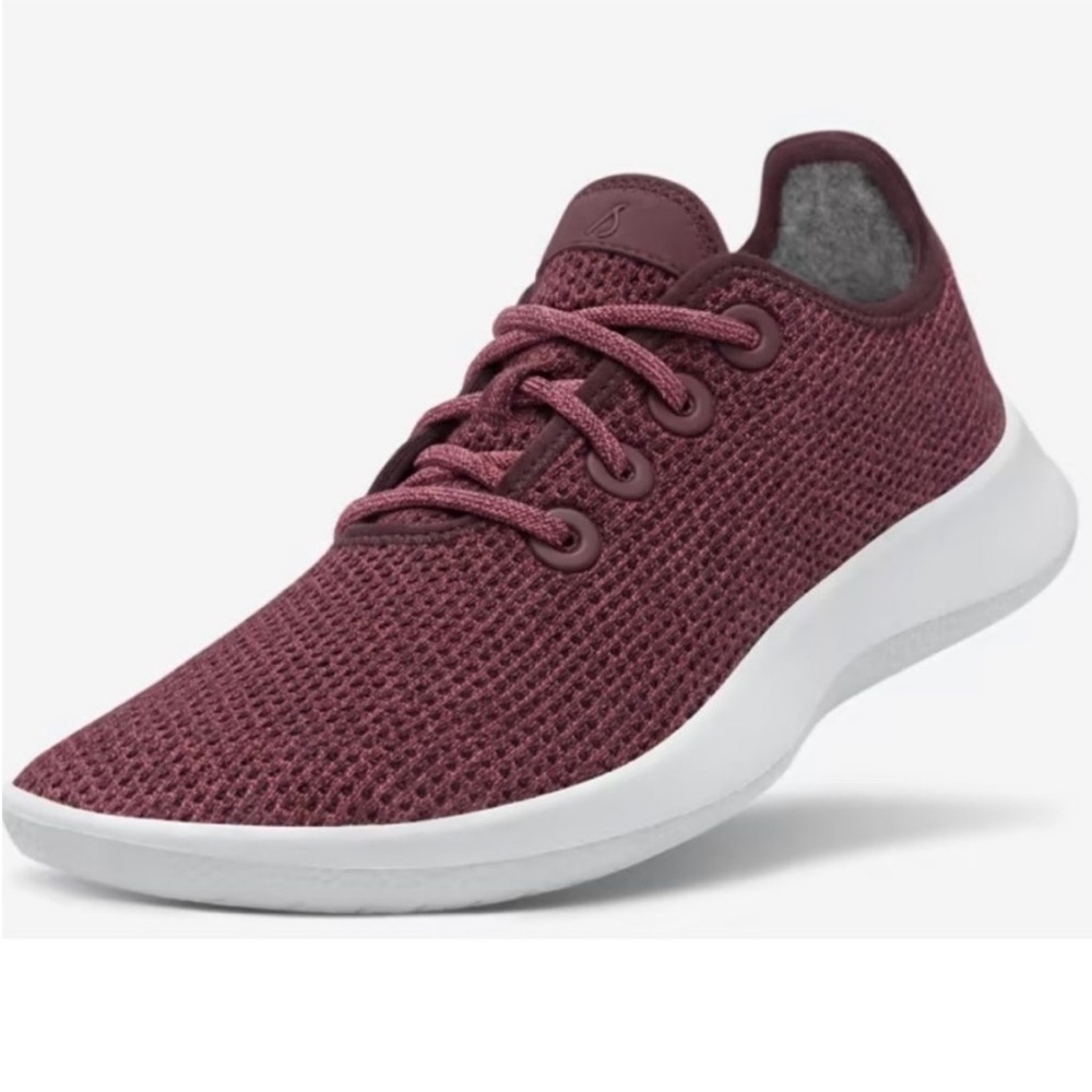 allbirds Women's Maroon burgundy Knit Sneakers with White Sole 8 🌱 sustainable